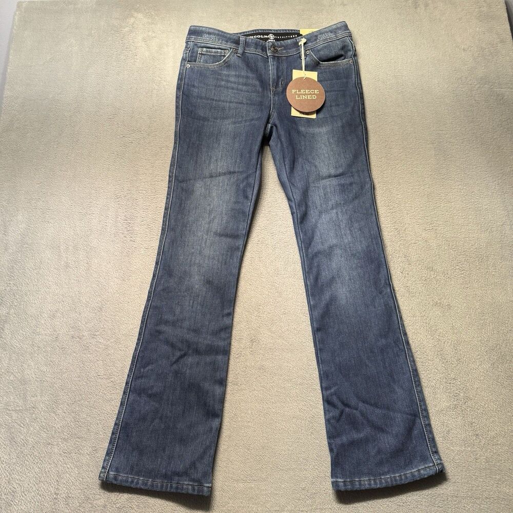 Lincoln Outfitters Womens 6 Bootcut Jeans Blue Mid Rise Stretch Fleece Lined NWT
